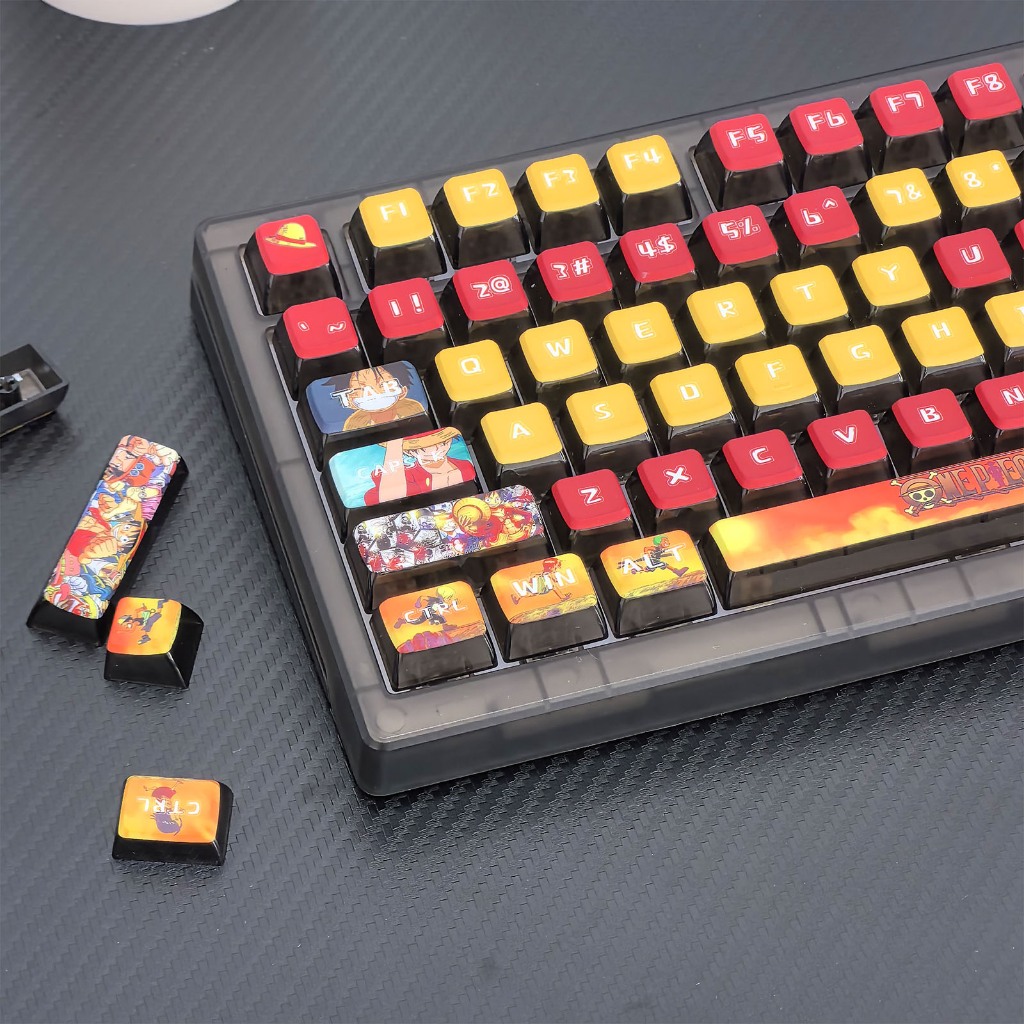 One Piece Pudding Keycap 116 คีย์ Four-sided Light Transmission ASA Profile PBT Dye Sublimation Mechanical Keyboard Keycaps Luffy อะนิเมะ Creative Cool Keycaps