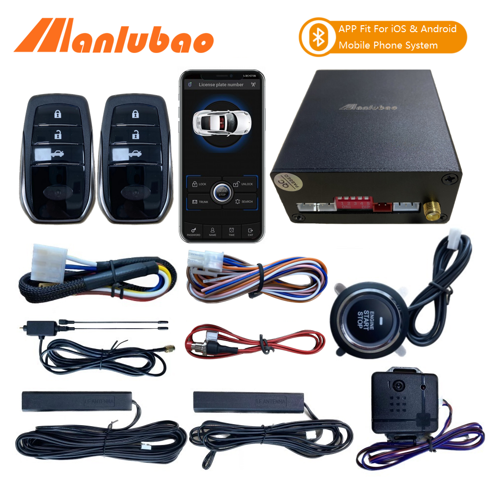 Manlubao XM2 BT APP ควบคุม Keyless Entry Push ปุ่มเริ่มต้นเครื่องยนต์ระยะไกลหยุดรถระบบนาฬิกาปลุก Shock Alarm อุปกรณ์เสริมในรถยนต์