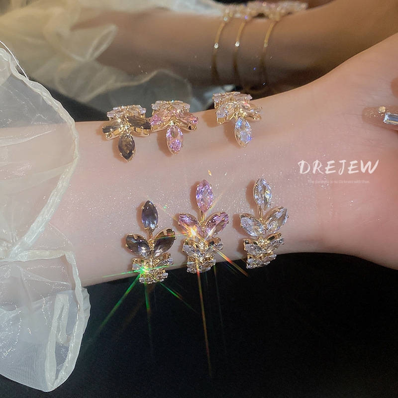 DREJEW คริสตัล ใบไม้ เปิด สร้อยข้อมือ ผู้หญิง เกาหลี เบา หรูหรา เฉพาะอารมณ์ สร้อยข้อมือ บุคลิกภาพ แฟชั่น เครื่องประดับ
