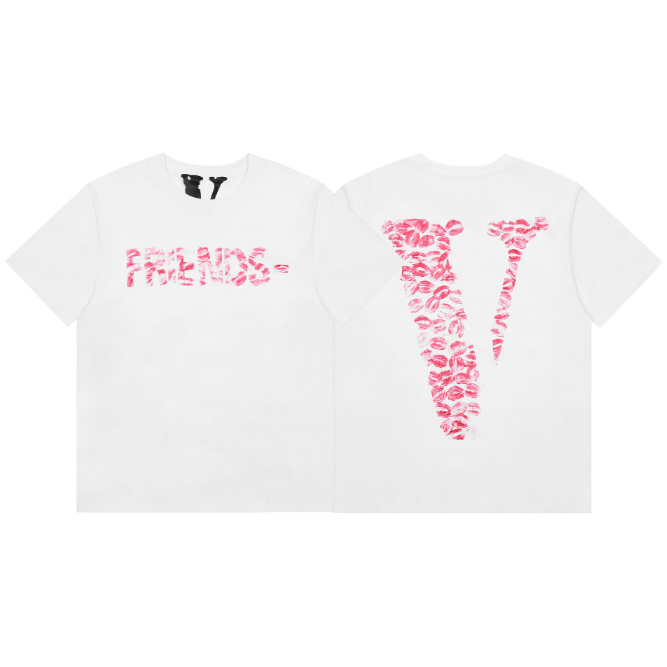 ยิงจริงNew Vlone Cotton Big V T-shirt Lovers Casual T-shirt C1
