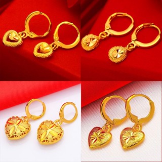 ต ่ างหูหัวใจรักผู ้ หญิงชุบทอง 24K ต่างหูทอง