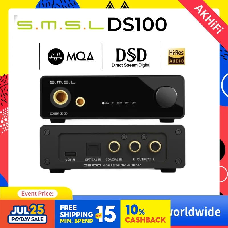 ⭐⭐⭐2024 ใหม ่ SMSL DS100 ความละเอียดสูง USB MQA DAC Audio Decktop DAC MQA-CD ตัวถอดรหัสเสียง CS43131 32bit/768kHz DSD256 หูฟัง DAC