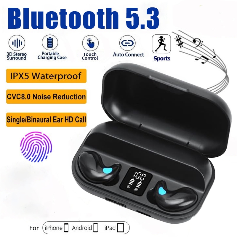 หูฟังบลูทูธ TWS X57 หูบลูทู ธ 5.3 ในหูนอนหลับ HIFI สเตอริโอมินิหูหน้าจอ LED ดิจิตอลพร้อมไมโครโฟนสำหรับการนอนหลับหูเล็ก ๆ บลูทู ธ สำหรับการนอน