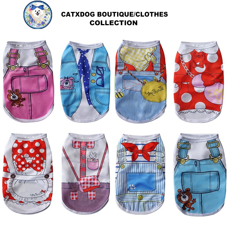 การ์ตูนสัตว์เลี้ยงแฟชั่น - Dog Vests & Lady Cat Shirts | ชุดเดรสลูกสุนัขสําหรับ Shih Tzu/Bichon | รูปแบบเครื่องแต่งกายขี้เล่น
