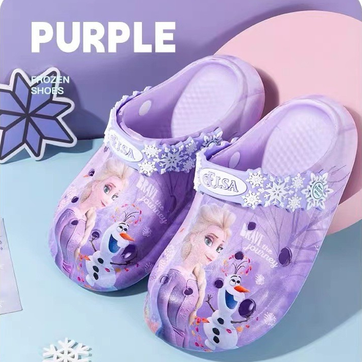 รองเท้าแตะเด็กการ์ตูน Princess Elsa Girls นุ่มและกันลื่น