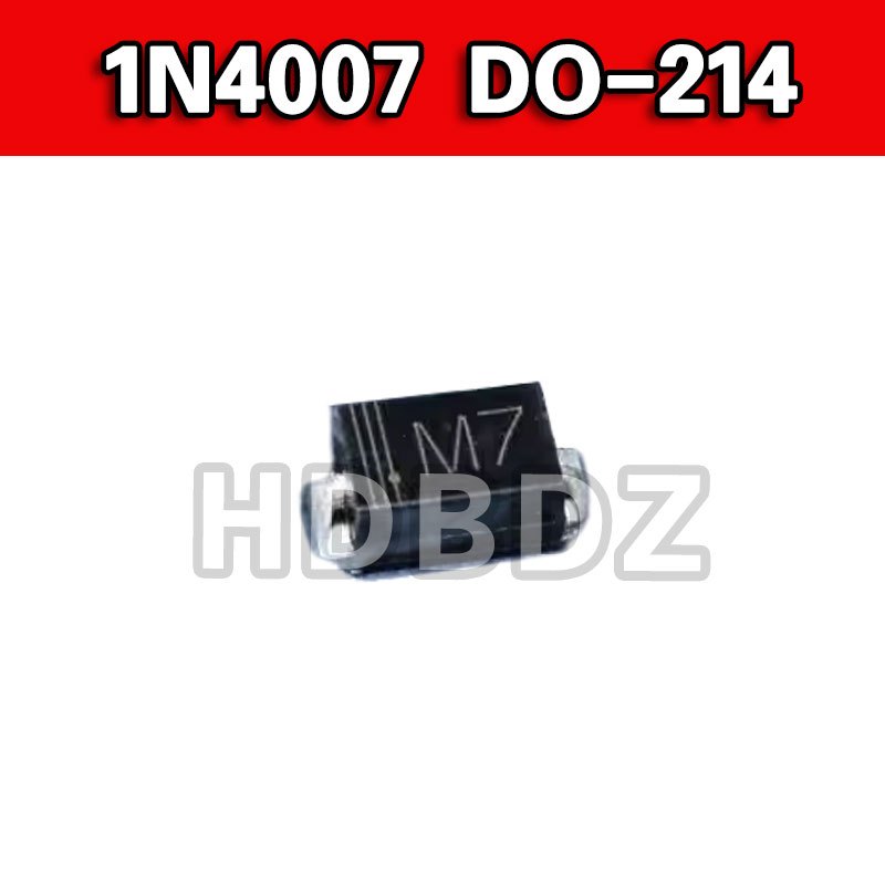 100pcs 1N4007 DO-214  M7 4*2.5mm 1A1000V SMA SMD Rectifier ไดโอดชิป IC