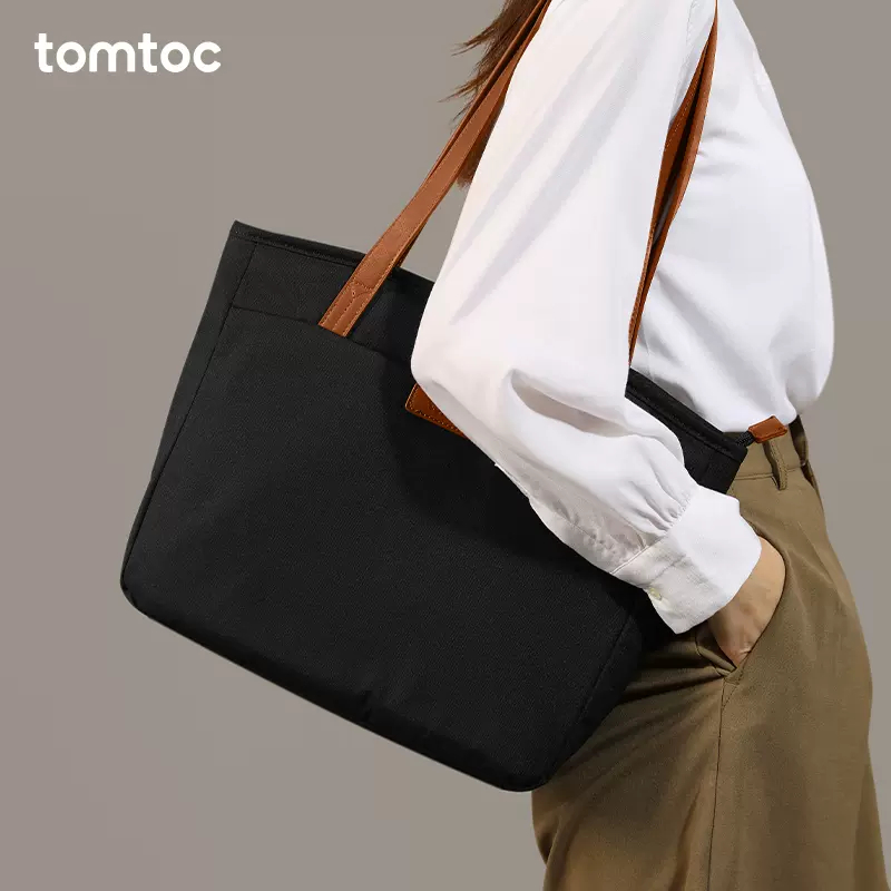 Tomtoc Ladies Tote Bag T23 Retro Black S Size Portable Mom Bag Large Capacity Commuter