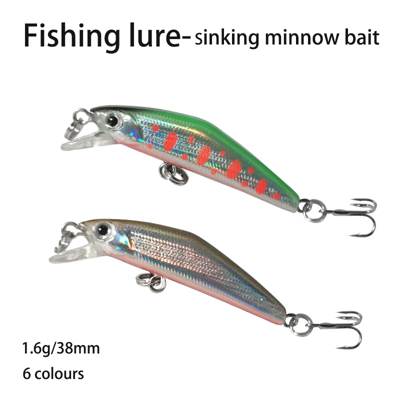 1 ชิ ้ น 38 มิลลิเมตร 1.6 กรัม Mini Sinking Minnow เหยื ่ อตกปลา Hard เหยื ่ อ