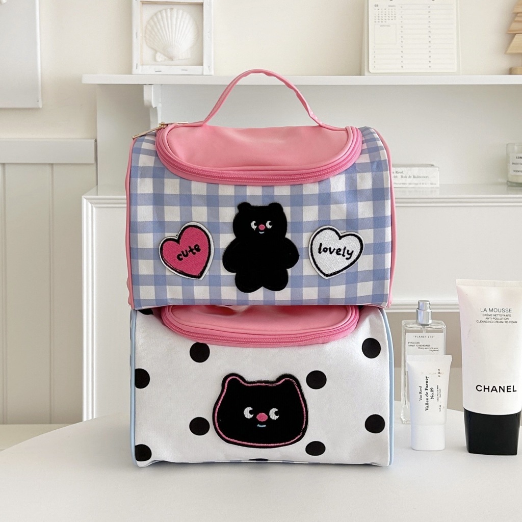 Bentoy Milkjoy กระเป ๋ าเครื ่ องสําอางน ่ ารักความจุขนาดใหญ ่ เกาหลีแฟชั ่ นกระเป ๋ าแต ่ งหน ้ า