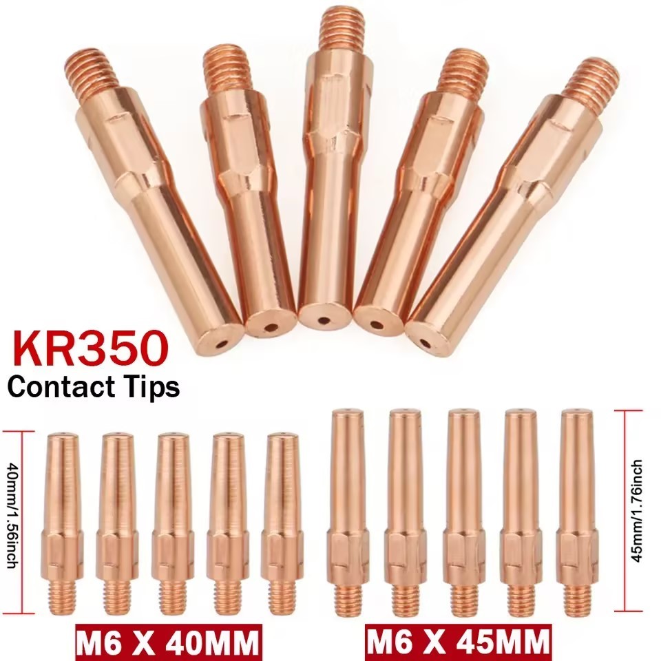 2/5PCS M6*45 มม./M6*40 มม.8.8 มม.เชื่อมไฟฉาย Contact Tip แก๊สหัวฉีด CO2 Mig Mag เครื่องเชื่อมไฟฉาย Aircooling KR350 KR500 KR200 Contact Tip 0.8/1.0/1.4/1.6 มม. – โปรปัง