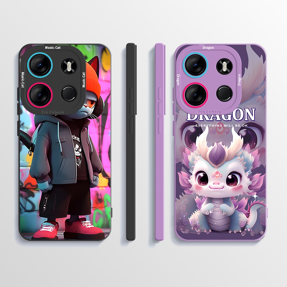 สําหรับ Tecno Spark Go 2023 POP 7 Pro Pop7 กรณี BF7n BF7 BF6 น่ารักการ์ตูนพิมพ์ซิลิโคนอ่อนนุ่ม TPU ฝาหลังปลอกกันกระแทก