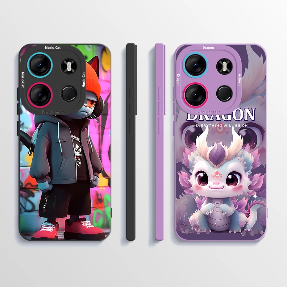 สําหรับ Tecno Spark Go 2023 POP 7 Pro Pop7 กรณี BF7n BF7 BF6 น่ารักการ์ตูนพิมพ์ซิลิโคนอ่อนนุ่ม TPU ฝาหลังปลอกกันกระแทก