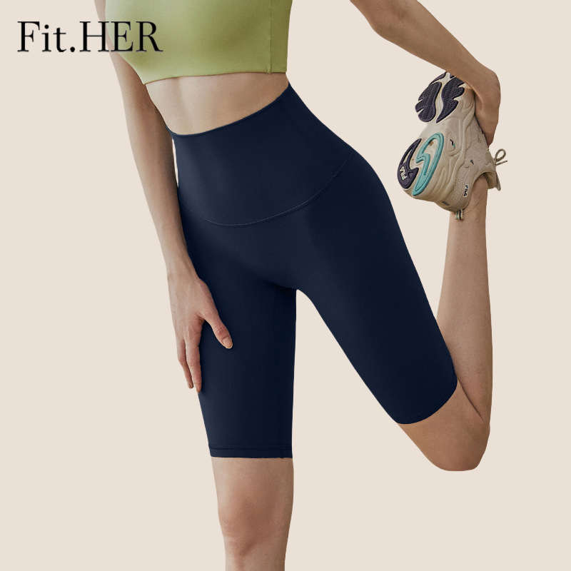 Fit.her กางเกงขาสั้น ครึ่งขา เนื้อแมตต์ ไม่อึดอัด สองด้าน สําหรับออกกําลังกาย เล่นโยคะ วิ่ง ฟิตเนส