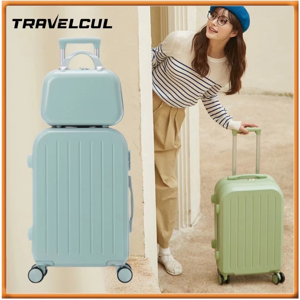 Travelcul ช่องใส่สัมภาระแบบมีล้อ วัสดุ PC น้ําหนักเบา มีมุมบัฟเฟอร์ ขนาด 14/20/24 นิ้ว(ขายเดียว)