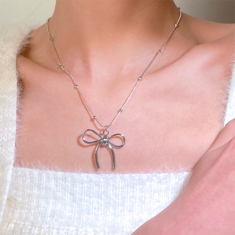 สร ้ อยคอหนังวินเทจหวาน Cool Bow Clavicle Chain Choker อุปกรณ ์ เสริมสําหรับสร ้ อยคอผู ้ หญิง - รูปที่ 6