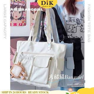 For Women Shoulder Tote Bag Korean Style Waterproof Multi Pocket With Zipper Large Capacity Lightweight For Commute School College Student Office Mommy Fits 13 Inch Laptop A4 Book Beige Black Blue Purple TB074