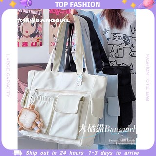 Bag For Woman Nylon Tote Large Capacity Multi Pocket Shoulder Bag College Student Daily Korean Waterproof TF074