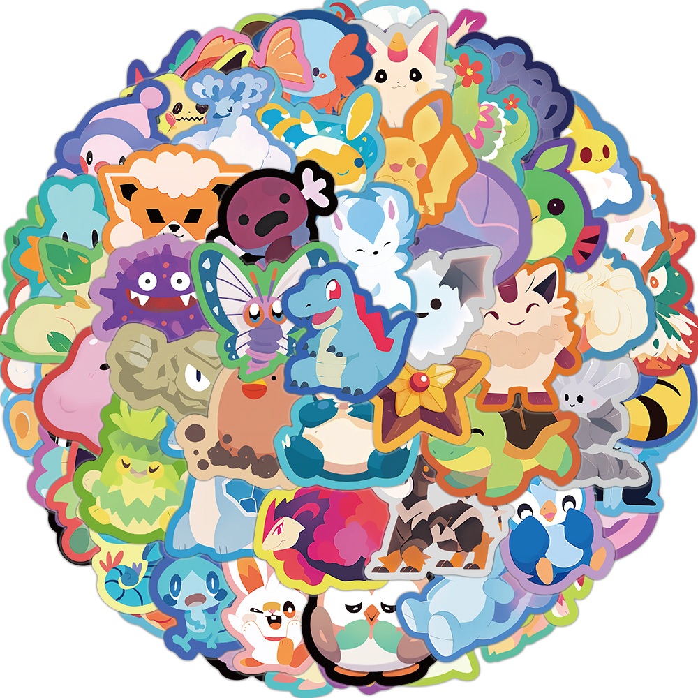[สติกเกอร์ขนาดใหญ่] 100 ชิ้น/เซ็ต Pokemon Themed Mystery สติกเกอร์ Kawaii Pikachu สเก็ตบอร์ดจักรยานกีตาร์แล็ปท็อปเด็กกันน้ํา Stiker ของเล่น