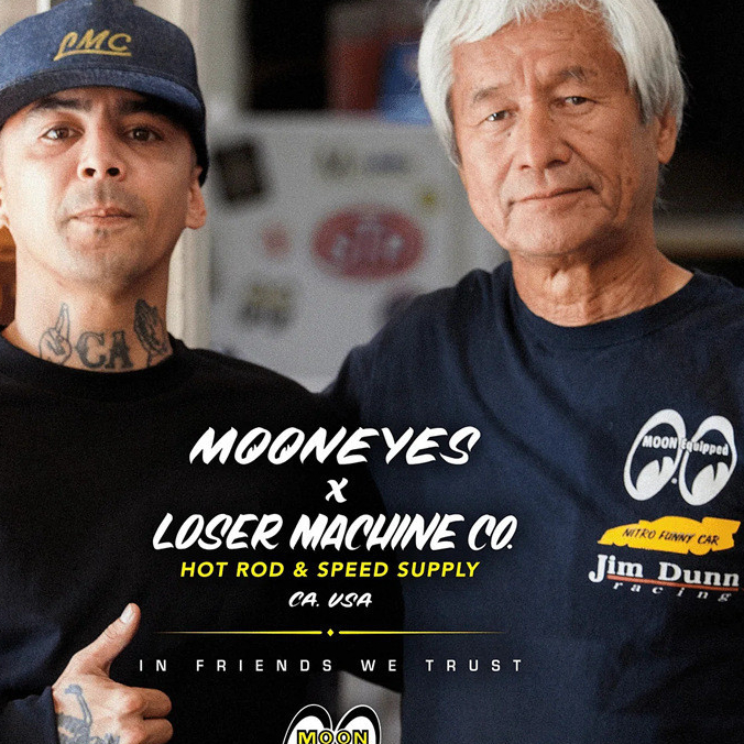 ((คลังสินค้าพร้อม 100%) LMC Joint MOONEYES American Retro Car Competition BORN FREE Commemorative Short Sleeve TEE