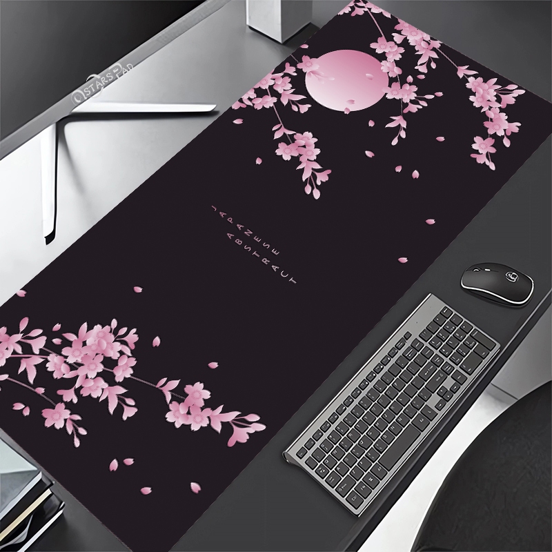 แผ่นรองเมาส์ ลายดอกซากุระ สีชมพู 80x30 ซม. หนา 900x400 มม. 2 มม. สําหรับคอมพิวเตอร์