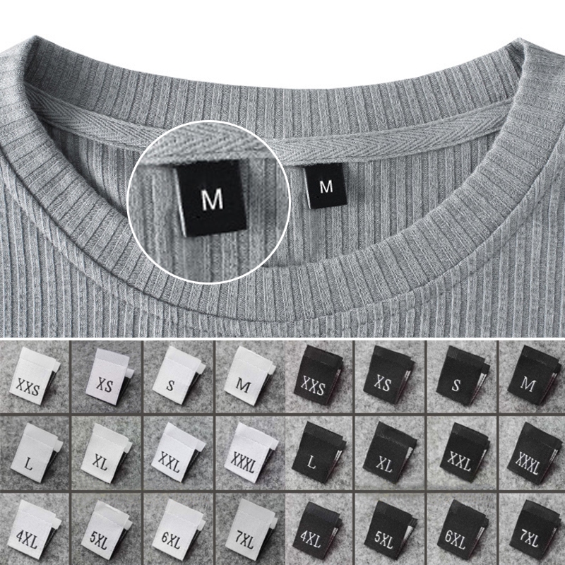 100ชิ้นความสูงทอ XXS-7เอ็กแอล ขนาดจํานวนป้ายเสื้อผ้าท็อปส์เสื้อผ้า