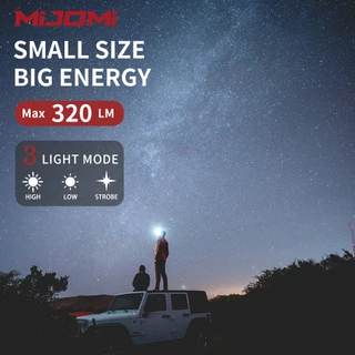Mijomi Mini LED ไฟหน้า H10 ไฟหน้าน้ําหนักเบาพร้อมแสงสีแดง Type-C ไฟหน้าแบบชาร์จไฟได้ 320 ลูเมน 3 โหมดแสงโคมหัวปรับสําหรับกลางแจ้ง