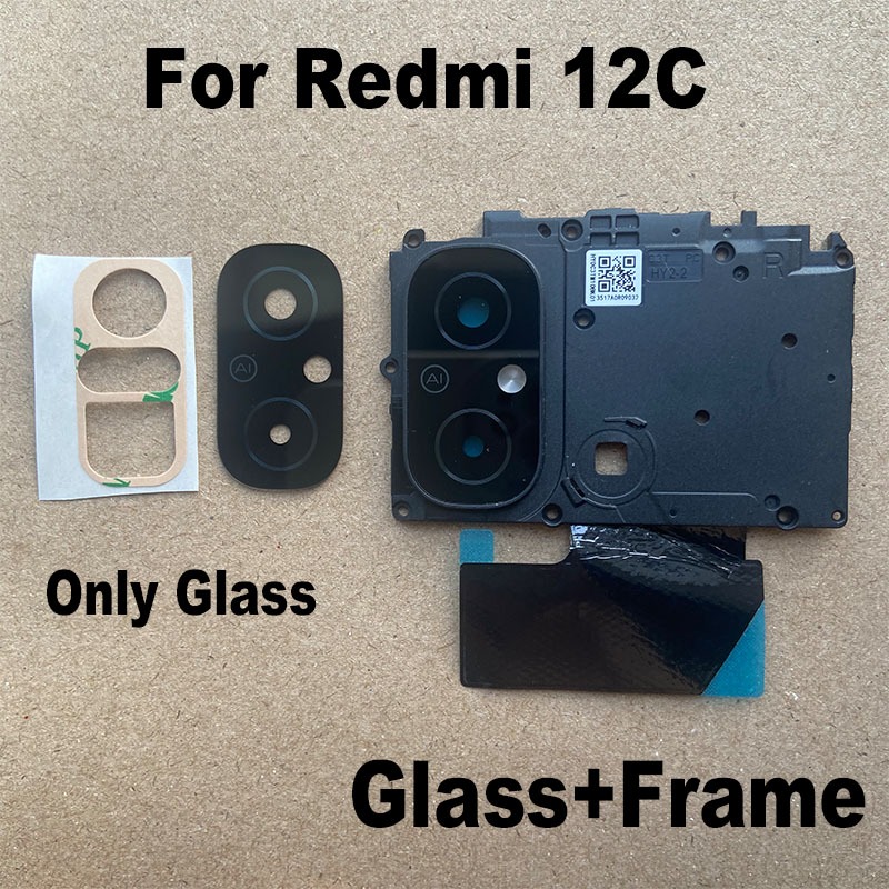 สําหรับ Xiaomi Redmi 12C กล ้ องหลังเลนส ์ กระจกด ้ านหลังกรอบกาวสติกเกอร ์ กาวเปลี ่ ยน 22120RN86G