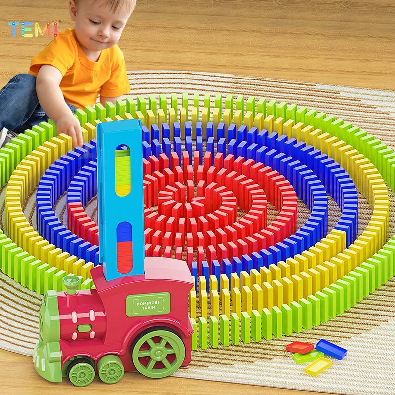 Temi Domino รถไฟของเล ่ นอัตโนมัติ Moving Block การ ์ ดรถไฟขนาดเล ็ กไฟฟ ้ าเด ็ กพราว Cool ของขวัญ