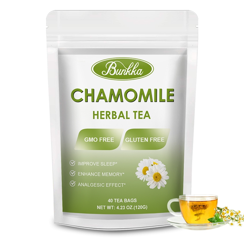 Bunkka Chamomile Tea Caffeine Fre รองรับความเครียดบรรเทารักษาโรคเบาหวานและลดน้ําตาลในเลือด Sleep Health Tea Bags