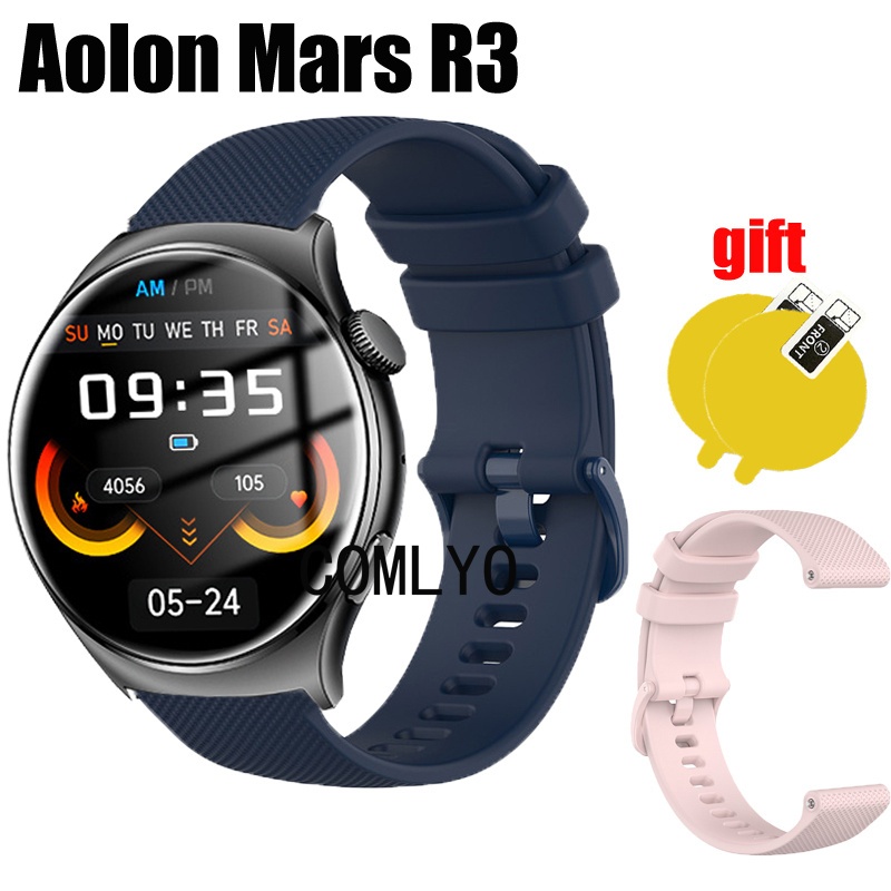 For Aolon Mars R3 สําหรับ ฉันเสียใจ ดาวอังคาร ร3 สายรัดสมาร์ทนาฬิกาซิลิโคนวงผู้หญิงผู้ชายนุ่มกีฬาเข็มขัดฟิล์มป้องกันหน้าจอ