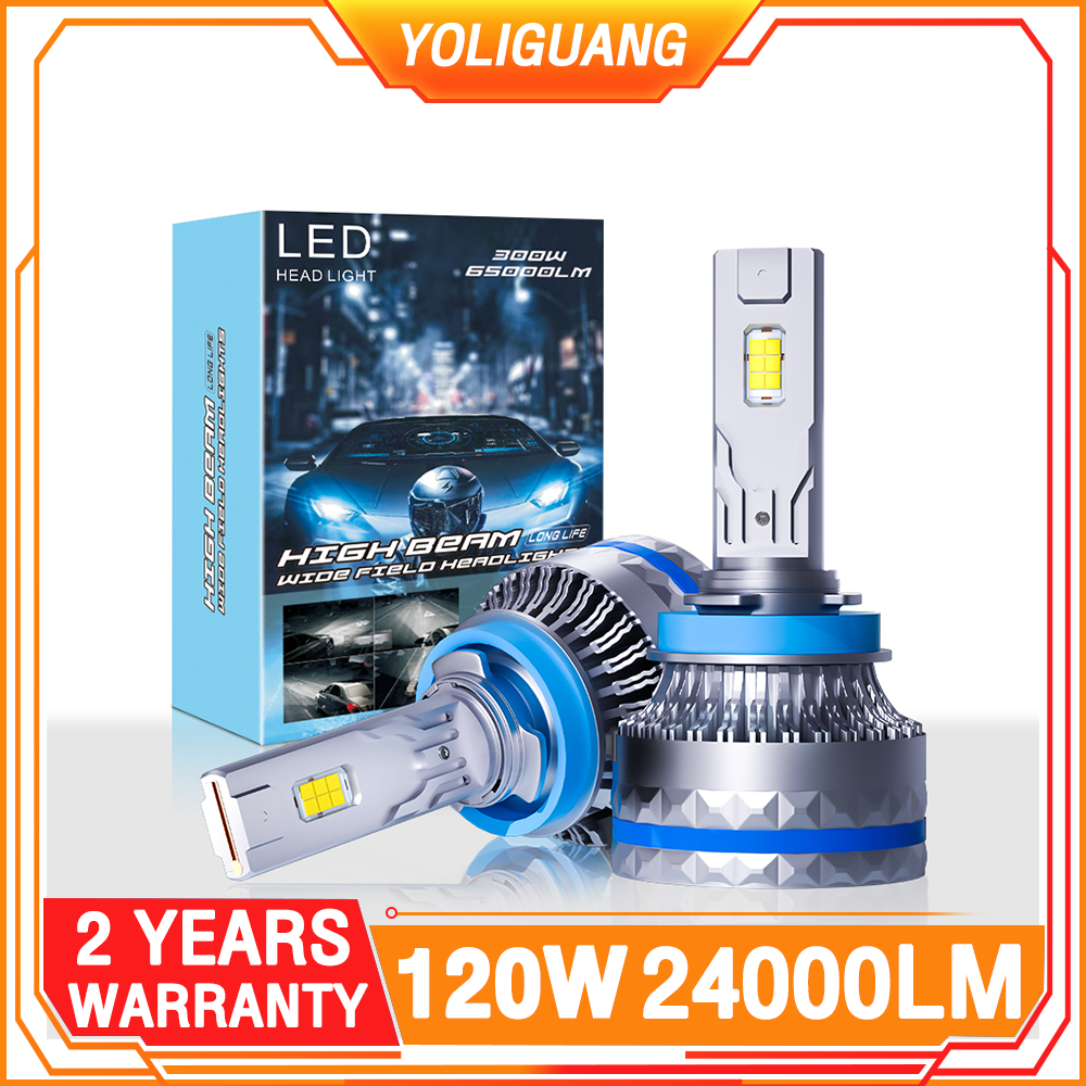 YOLIGUANG C10 120W 12000LM Car headlights led เสียบปลั๊กและเล่น หลอดไฟหน้ารถยนต์ หลอดไฟหน้า led h4 9