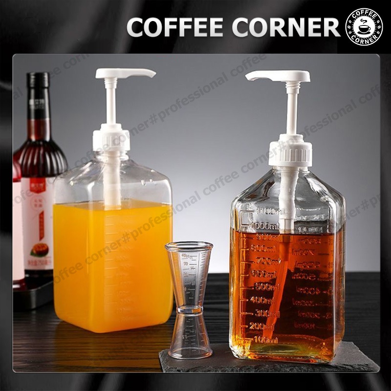 【สินค้าพร้อมส่ง】 ขวดใส่น้ำเชื่อม 1600ml ขวดปั๊มไซรัป ขวดพลาสติกปั้มน้ำเชื่อม ขวดกดน้ำเชื่อม 10CC หัวปั้มน้ำเชื่อม ขวปั้มน้ำเชื่อม