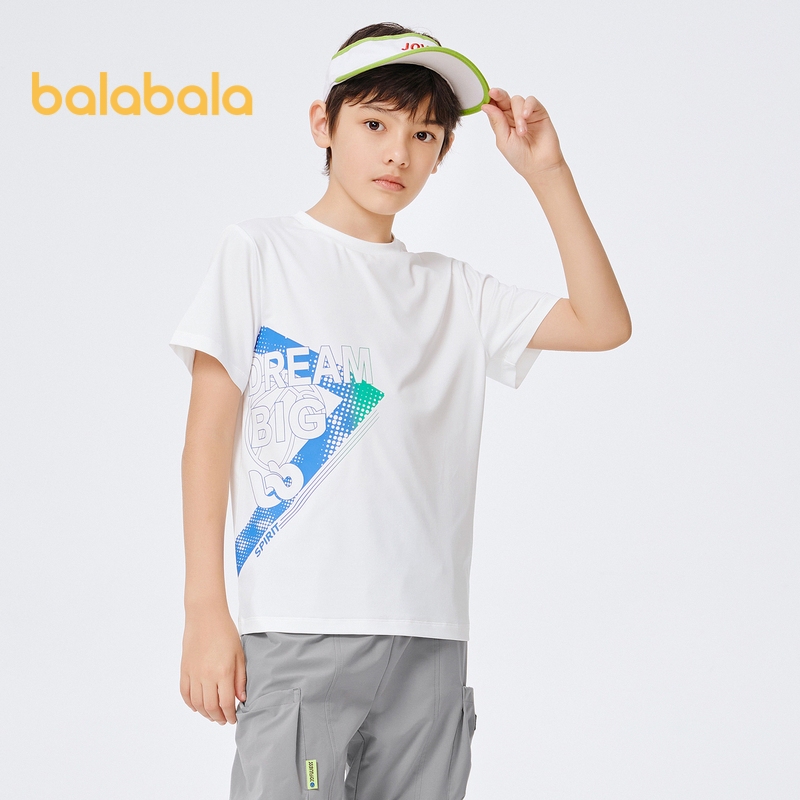 Balabala เด็กแขนสั้นเสื้อฐานฤดูร้อน Boy T เสื้อ Cuhk เด็กกีฬา Quick Drying Top การพิมพ์แนวโน้ม Cool