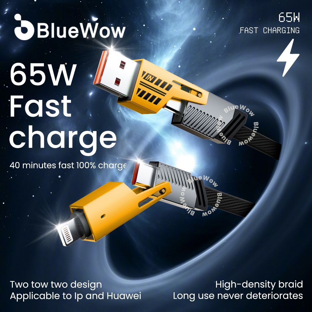 Bluewow 4-in-1 ซิลิโคน Fast สายชาร ์ จ Usb Type C สายสําหรับ Micro Usb C Charger สายชาร ์ จสายไฟ