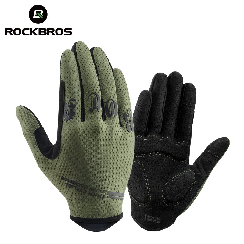【TH Delivery】ROCKBROS ถุงมือขับมอเตอร์ไซค์ถุงมือรถจักรยานยนต์ถุงมือเต็มนิ้วระบายอากาศกันลถุงมือปกป้องความปลอดภัยร ถุงมือทัชสกรีนหน้าจอมือถือ