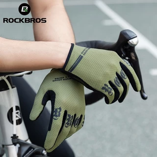 【TH Delivery】ROCKBROS ถุงมือขับมอเตอร์ไซค์ถุงมือรถจักรยานยนต์เต็มนิ้วระบายอากาศกันลถุงมือปกป้องความปลอดภัยร ทัชสกรีนหน้าจอมือถือ