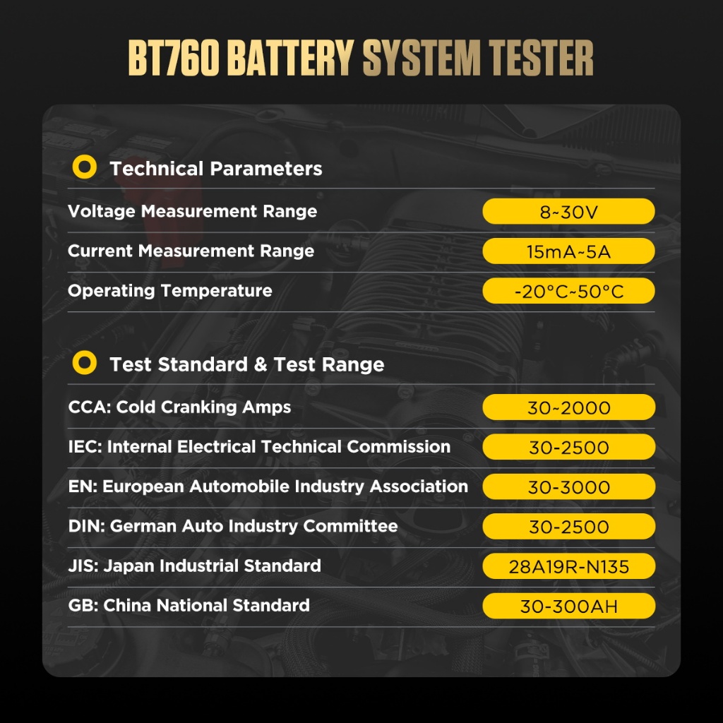 【ส่งไว】 [เมนูไทย] AUTOOL BT760 Battery Tester แบตเตอรี่ 12V 24V 30-2000 CCA แบตเตอรี่ รถยนต์ Tester - รูปที่ 6