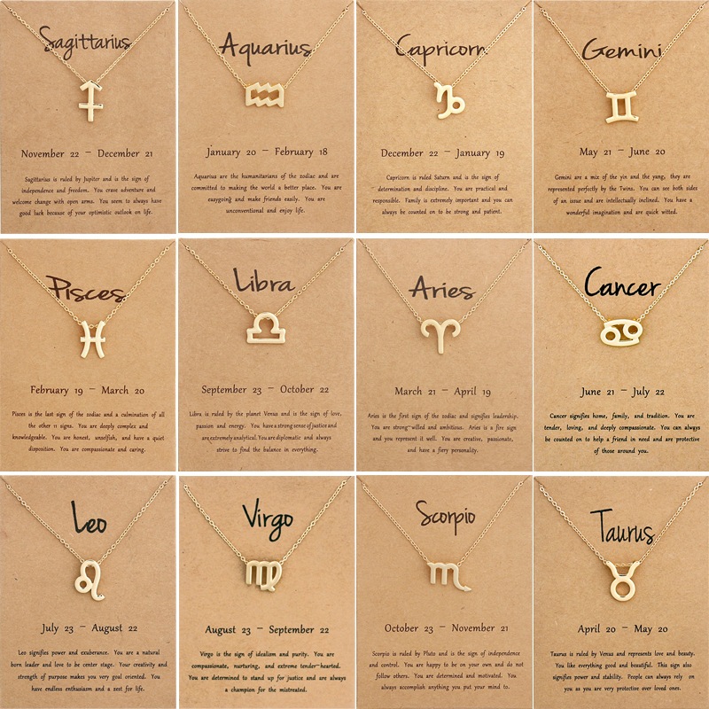 12 Constellation จี้สร้อยคอ Simple สไตล์ Zodiac Sign Chain สร้อยคอเครื่องประดับของขวัญ 12星项链