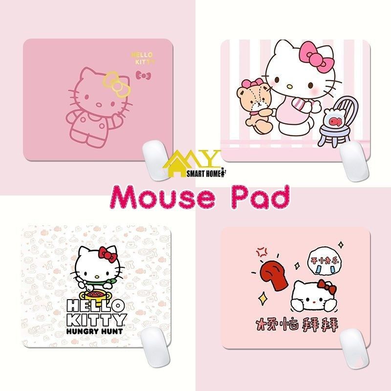 Hello Kitty แผ่นรองเมาส์ขนาดเล็ก 26 * 21 ซม. แผ่นรองเมาส์ Sanrio กันน้ำสีขาวสีชมพูแผ่นรองเมาส์สีดำสำหรับนักเรียน