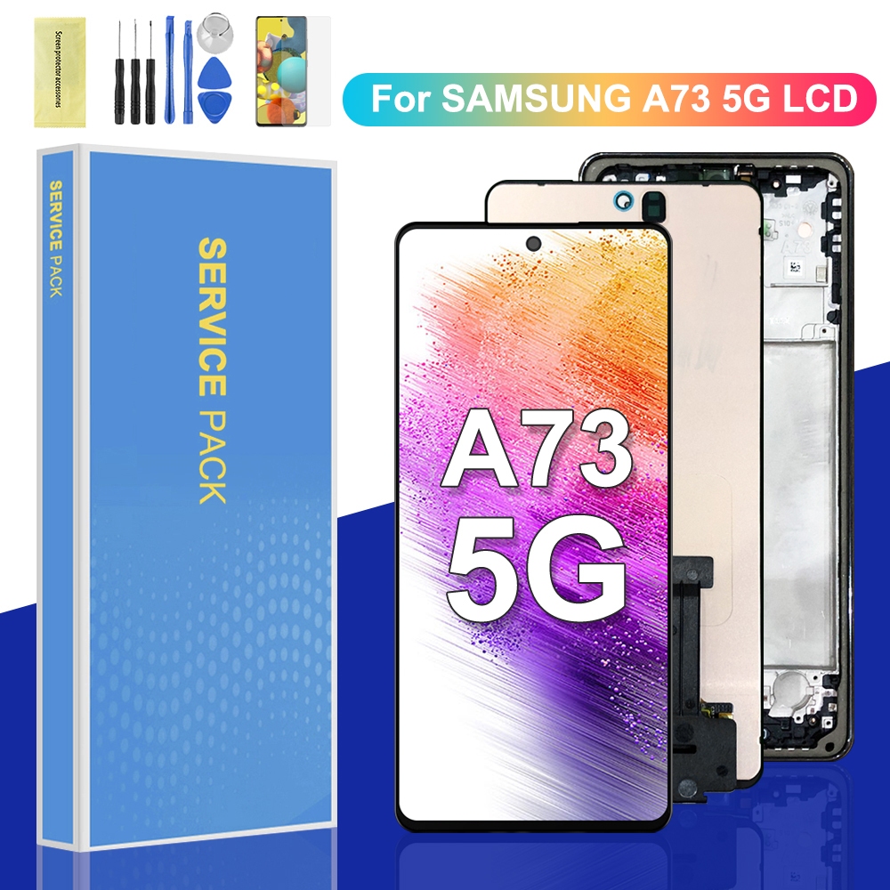 AMOLED Samsung Galaxy A73 5G LCD SM-A736B SM-A736B/DS จอแสดงผลหน้าจอสัมผัสพร้อมกรอบเปลี่ยน