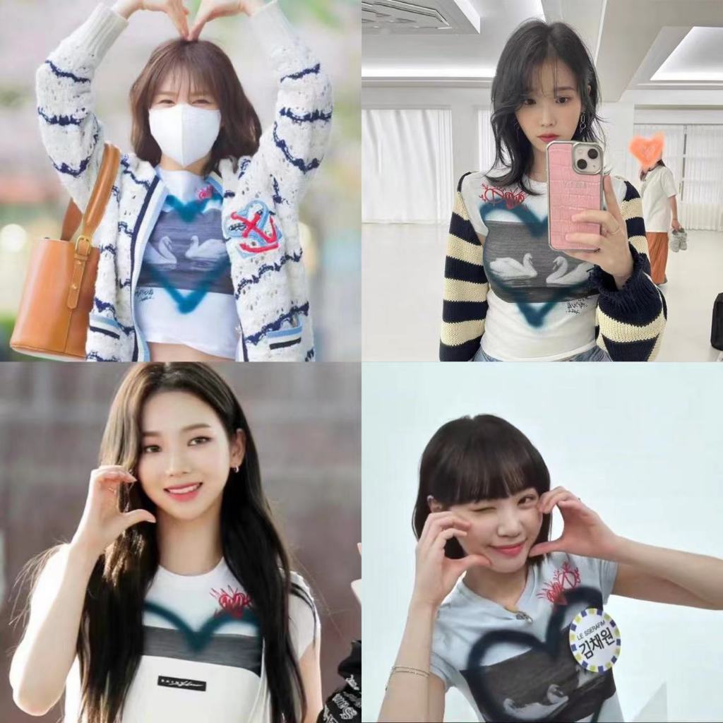Aespa Karina IU Red Velvet Wendy LE SSERAFIM Kim Chae Won เสื้อยืดลําลอง ผ้ากํามะหยี่ แขนสั้น คอกลม 