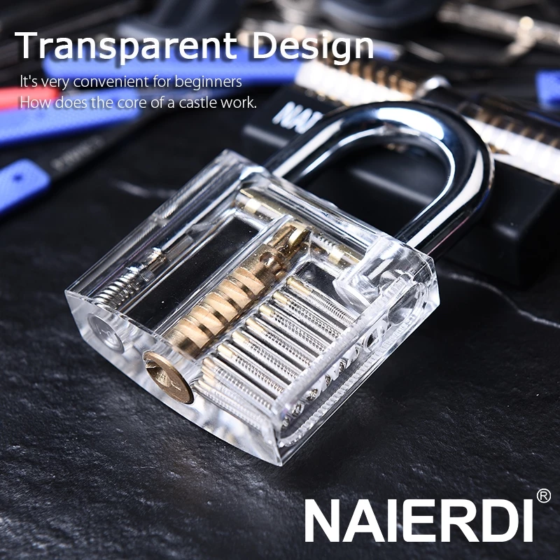 Naierdi ล็อคทองแดงโปร่งใสทักษะการฝึกอบรมกุญแจฝึกที่มองเห็นได้มืออาชีพล็อคเลือกอุปกรณ์ช่างกุญแจฮาร์ดแวร์