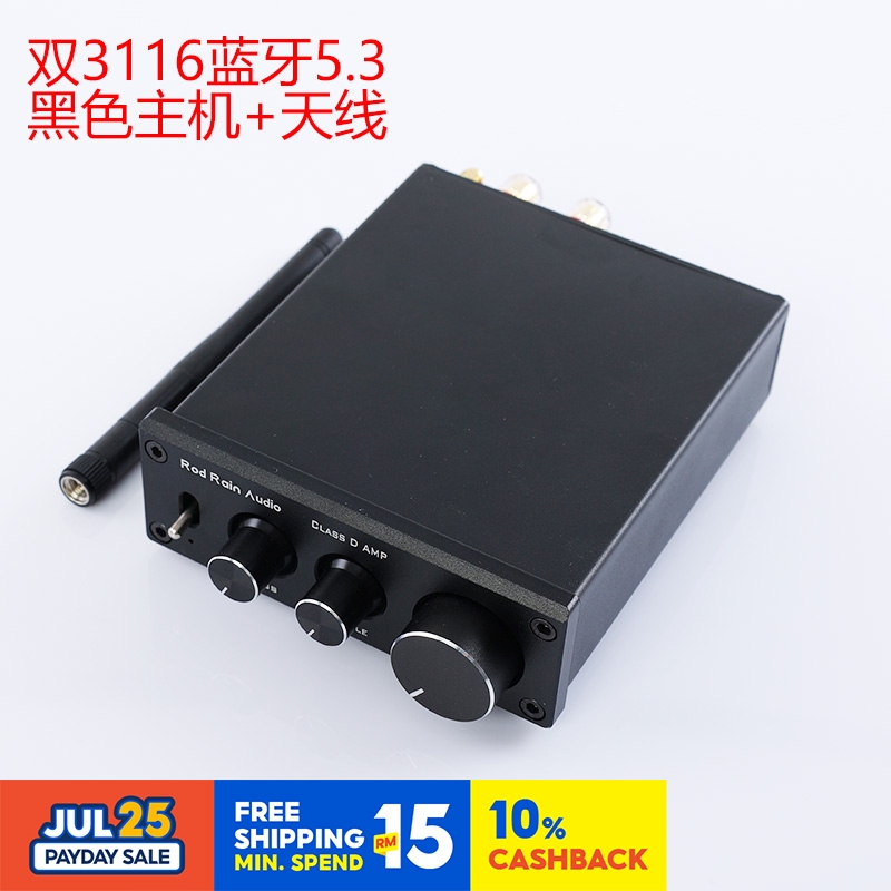 ⭐⭐⭐Rod Rain Audio TPA3116 2.0 100Wx2 Class D Amp BT5.3 เครื่องขยายเสียงดิจิตอล Power Amp (สีเงิน/สีด