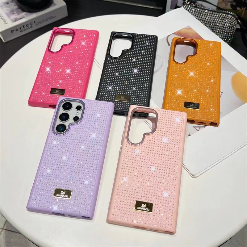 Bling Glitter Diamond Casing สําหรับ Samsung Galaxy S24 Ultra S23Ultra S24 + Plus เคสโทรศัพท์แฟชั่นหรูหรา Swan ป้องกันกันชนฝาครอบ
