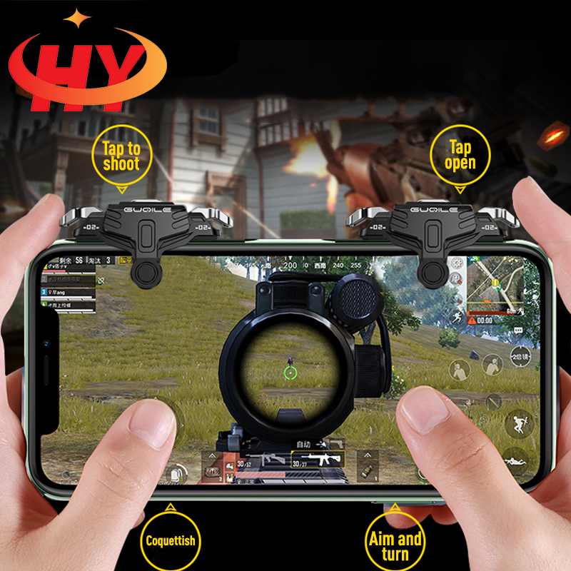 MetalHY Gt02 L1R1 Sharpshooter ปุ่มทริกเกอร์ Sensitive Shoot ทางกายภาพตัวควบคุมเกมมือถือเพลาสีดํา Aim ปุ่ม Gamepad จอยสติ๊ก PUBG