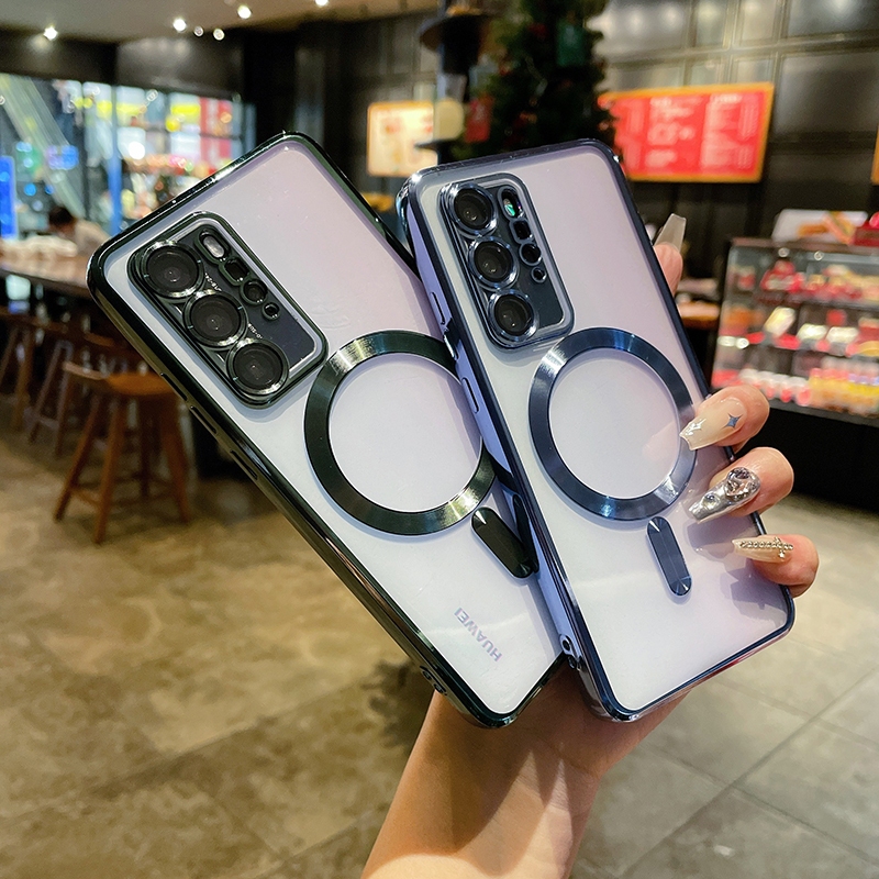 ปลอก Huawei P30 P60 P40 Pro Pura 70 /Pura70 Pro แม่เหล็กรองรับไร้สายชาร์จเร็วกันกระแทกเคสโทรศัพท์โปร