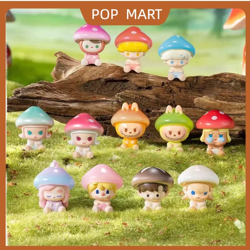 ตุ๊กตาซีรีส์นั่งคลาสสิก POPMART Pop Mart นั่งในซีรีส์เอลฟ์เห็ดแถว เมล็ดน่ารัก
