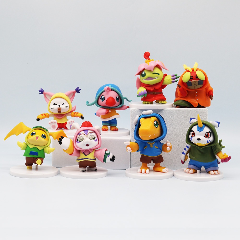 8 ชิ้น/เซ็ตอะนิเมะ Digimon Adventure รับแต่งตัว Agumon Gabumon Piyomon Tentomon Palmon Gomon Patmon Tailmon รุ่น Q PVC ตัวเลขการกระทําตุ๊กตาของเล่น