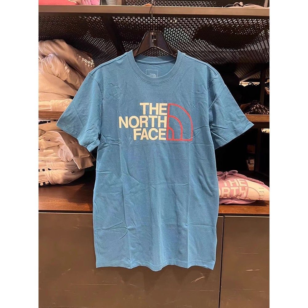 The North FACE North เสื้อยืดคอกลมแขนสั้นผู้ชายฤดูร้อนสันทนาการสบายแนวโน้มการพิมพ์ตัวอักษร