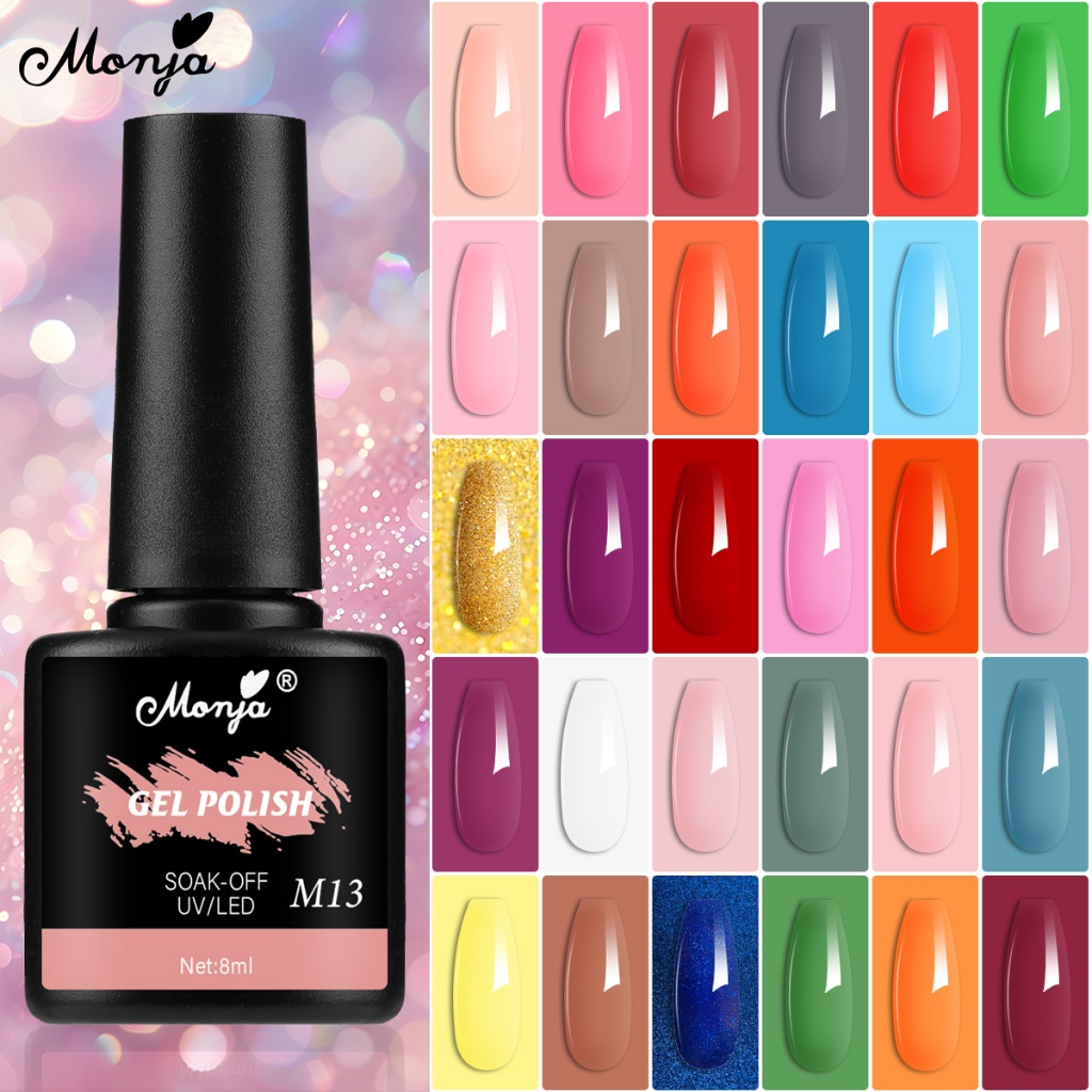 Monja ยาทาเล็บเจล UV Led 8 มล. ต่อขวด 30 สี สําหรับตกแต่งเล็บ DIY